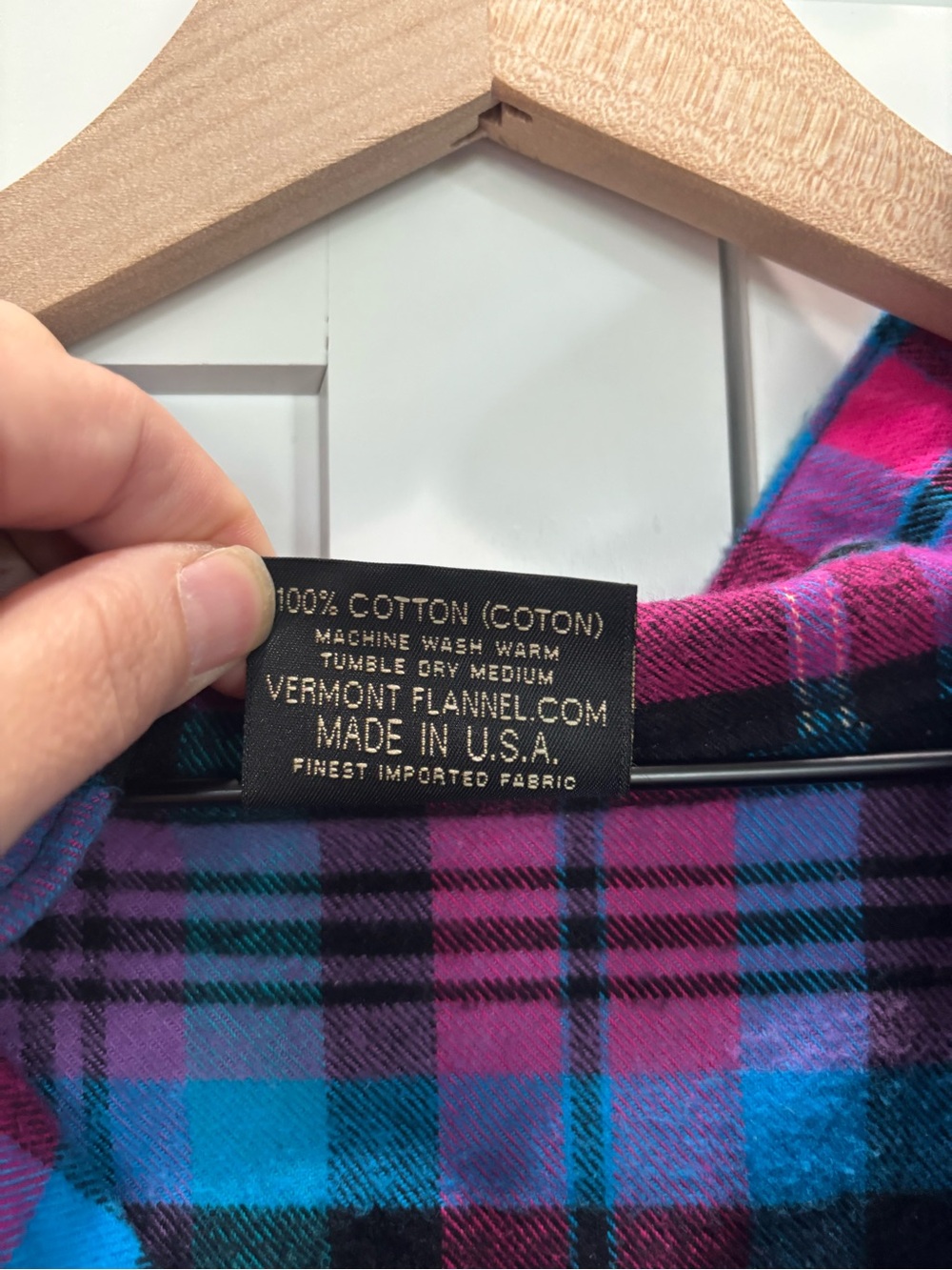 The Vermont Flannel Co. Plaid Shirt in Hot Pink, Teal & Black- Small - Picture 3 of 5